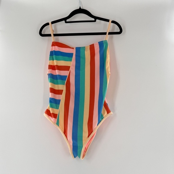 GB Colorful Striped One-Piece Swimsuit SIZE Large - Picture 14 of 16